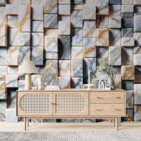 3D Marble Cube Wall Mural – Luxury Geometric Stone Design
