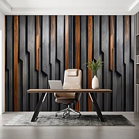 Modern Industrial Panel Wall Mural – Dark Vertical Geometric Office Design
