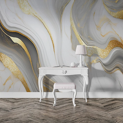 Luxury Marble Wall Mural – Elegant Gold Vein Abstract Design