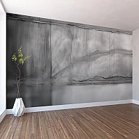 Monochrome Abstract Landscape Wall Mural – Minimal Grey Texture Design