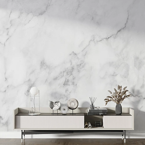 Elegant White Marble Wall Mural – Minimal Luxury Stone Texture