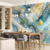 Blue Gold Marble Abstract Wall Mural – Fluid Luxury Art Design Blue Gold Marble Abstract Wall Mural – Fluid Luxury Art Design