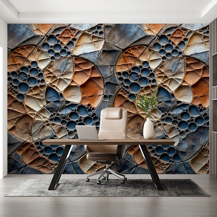 Abstract Stone Texture Wall Mural – Geometric Earth Tone Design