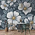 Blue Floral Mosaic Wall Mural – Elegant Botanical Pattern Design