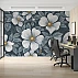 Blue Floral Mosaic Wall Mural – Elegant Botanical Pattern Design