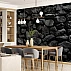 Black Stone Wall Mural – Dark Rustic Rock Texture Design