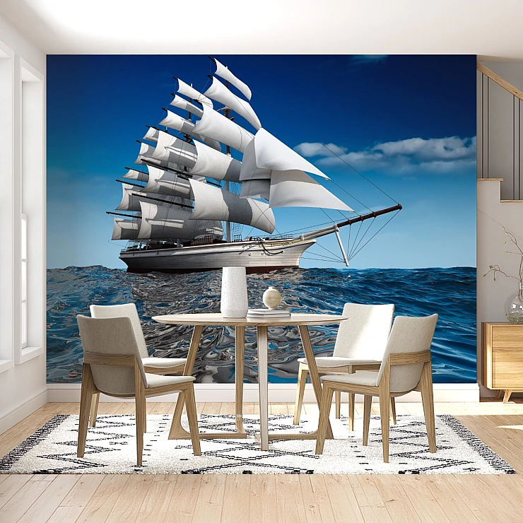 Sailing Ship Wall Mural – Classic Tall Ship Ocean View Design