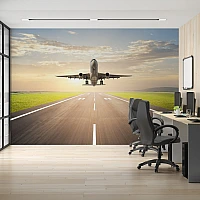 Airplane Runway Wall Mural – Modern Aviation Takeoff Design