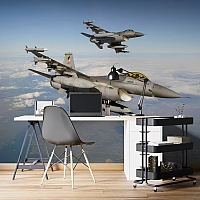 Fighter Jet Wall Mural – Military Aircraft Sky Formation Design