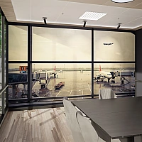 Airport Window View Wall Mural – Airplane Runway Travel Design