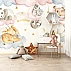 Sleeping Baby Animals Wall Mural – Cute Nursery Clouds & Stars Design