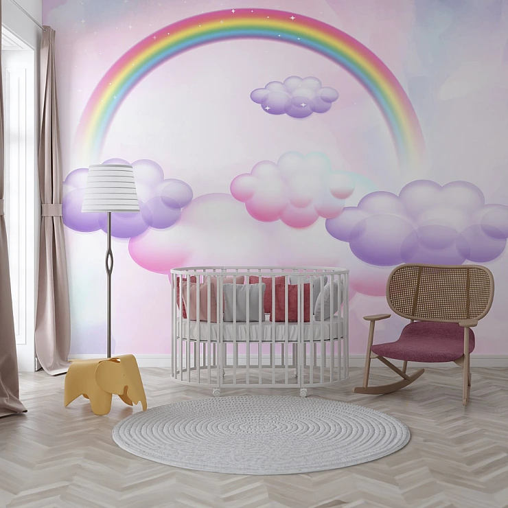 Pastel Rainbow Cloud Wall Mural – Dreamy Kids Sky Design Pastel Rainbow Cloud Wall Mural – Dreamy Kids Sky Design