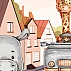 Cute Animal Cars Kids Wall Mural – Playful Cartoon City Design