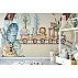 Cute Animal Train Wall Mural – Playful Kids Safari Design