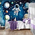 Kids Space Adventure Wall Mural – Astronaut Planets Galaxy Design