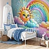 Rainbow Sun Kids Wall Mural – Cute Cartoon Sky Design Rainbow Sun Kids Wall Mural – Cute Cartoon Sky Design