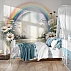 Soft Rainbow Meadow Wall Mural – Dreamy Daisy Landscape Wallpaper for Kids & Nursery Rooms
