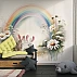 Soft Rainbow Meadow Wall Mural – Dreamy Daisy Landscape Wallpaper for Kids & Nursery Rooms