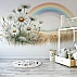 Rainbow Meadow Kids Wall Mural – Soft Floral Nature Design