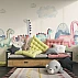 Cute Dinosaur Kids Wall Mural – Pastel Cartoon Nursery Design Cute Dinosaur Kids Wall Mural – Pastel Cartoon Nursery Design