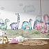 Cute Dinosaur Kids Wall Mural – Pastel Cartoon Nursery Design Cute Dinosaur Kids Wall Mural – Pastel Cartoon Nursery Design