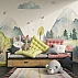 Kids Mountain Landscape Wall Mural – Soft Watercolor Nature Design Kids Mountain Landscape Wall Mural – Soft Watercolor Nature Design