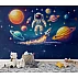 Kids Astronaut Space Wall Mural – Colorful Planets Rocket Galaxy Wallpaper