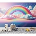 Dreamy Rainbow Sky Wall Mural – Pastel Clouds Kids Design