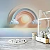 Pastel Rainbow Sun Wall Mural – Soft 3D Nursery Sky Design