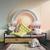 Pastel Rainbow Sun Wall Mural – Soft 3D Nursery Sky Design