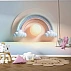 Pastel Rainbow Sun Wall Mural – Soft 3D Nursery Sky Design