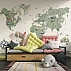 Kids World Map Wall Mural – Minimal Green Educational Design