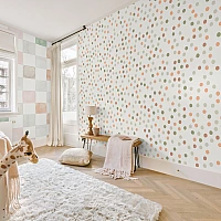 Pastel Polka Dot Wall Mural – Minimal Kids Pattern Design