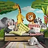 Cute Jungle Animals Wall Mural – Cartoon Safari Wallpaper for Kids Nursery