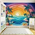Sunset Beach Kids Wall Mural – Tropical Ocean Rainbow Waves Design Sunset Beach Kids Wall Mural – Tropical Ocean Rainbow Waves Design