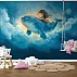 Dreamy Whale Ride Kids Wall Mural – Magical Ocean Fantasy Wallpaper for Nursery & Baby Room