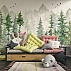 Watercolor Forest Wall Mural – Soft Green Woodland Kids Room Wallpaper