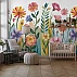 Colorful Floral Kids Wall Mural – Playful Garden Illustration Design Colorful Floral Kids Wall Mural – Playful Garden Illustration Design