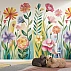 Colorful Floral Kids Wall Mural – Playful Garden Illustration Design Colorful Floral Kids Wall Mural – Playful Garden Illustration Design