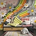 3D Rainbow Flower Wall Mural – Colorful Kids Daisy Design