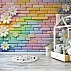 Rainbow Brick Kids Wall Mural – 3D Floral Colorful Design