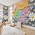 Rainbow Brick Kids Wall Mural – 3D Floral Colorful Design