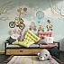 Cute Animal Train Wall Mural – Kids Giraffe Balloon Cartoon Design
