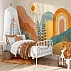 Boho Rainbow Kids Wall Mural – Abstract Sun Landscape Design