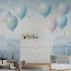 Dreamy Balloon Sky Wall Mural – Soft Pastel Kids Fantasy Design