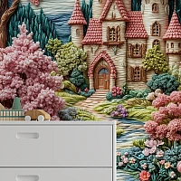 Fairytale Castle Wall Mural – Cute Fantasy Landscape Kids Design