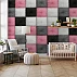 Furry Checkered Kids Wall Mural – Soft Plush Grid Design