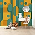 Retro Geometric Shapes Wall Mural – Mid Century Modern Color Design