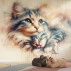 Cute Kitten Love Wall Mural – Soft Watercolor Animal Design