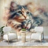 Cute Kitten Love Wall Mural – Soft Watercolor Animal Design